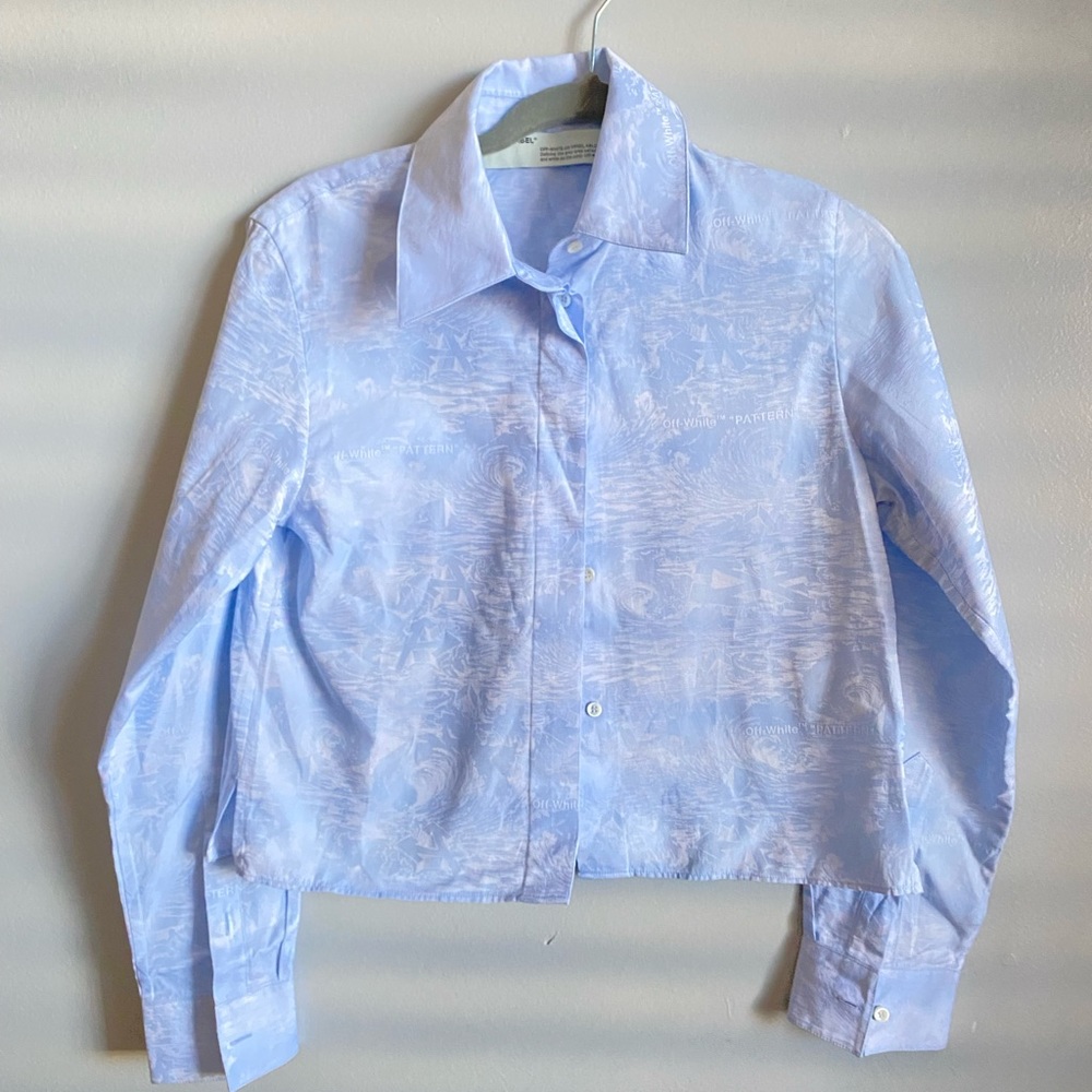 OFF-WHITE FLUORESCENT CROP BUTTON DOWN